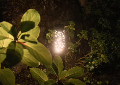 Tige lumineuse avec couvert effet étoile - Pro-jet - irrigation éclairage paysager - Mont-Saint-Hilaire - Rive-Sud